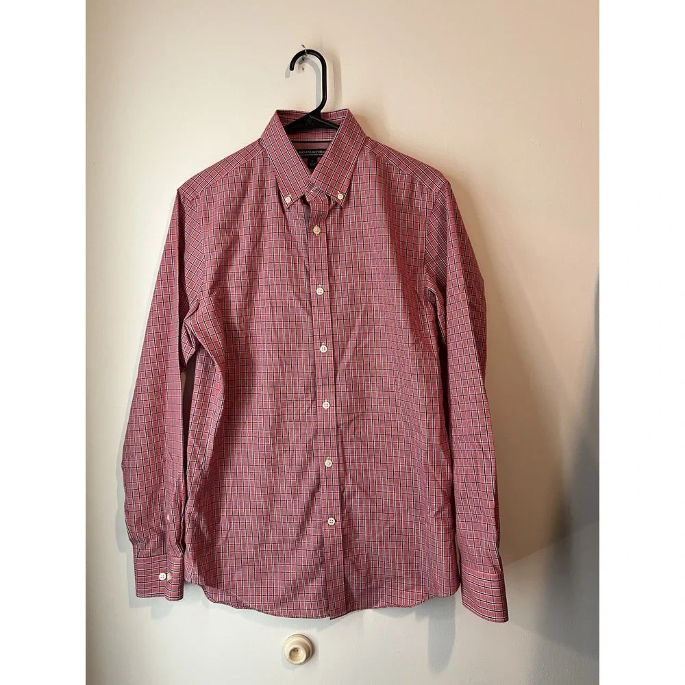 Banana Republic Non Iron Tailored‎ Slim Fit Shirt Long Sleeve Small Plaid Check